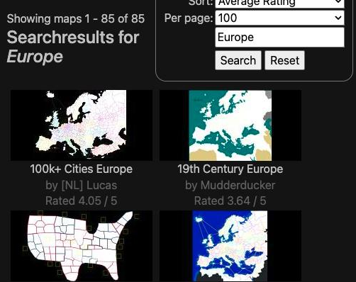 The maps list searched for Europe: Showing maps 1 - 85 of 85, Searchresults for Europe